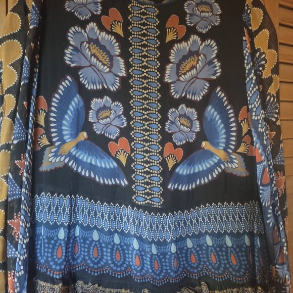 Farm Rio Long-Sleeve Maxi Dress Sparkle Black Size - Picture 3 of 4